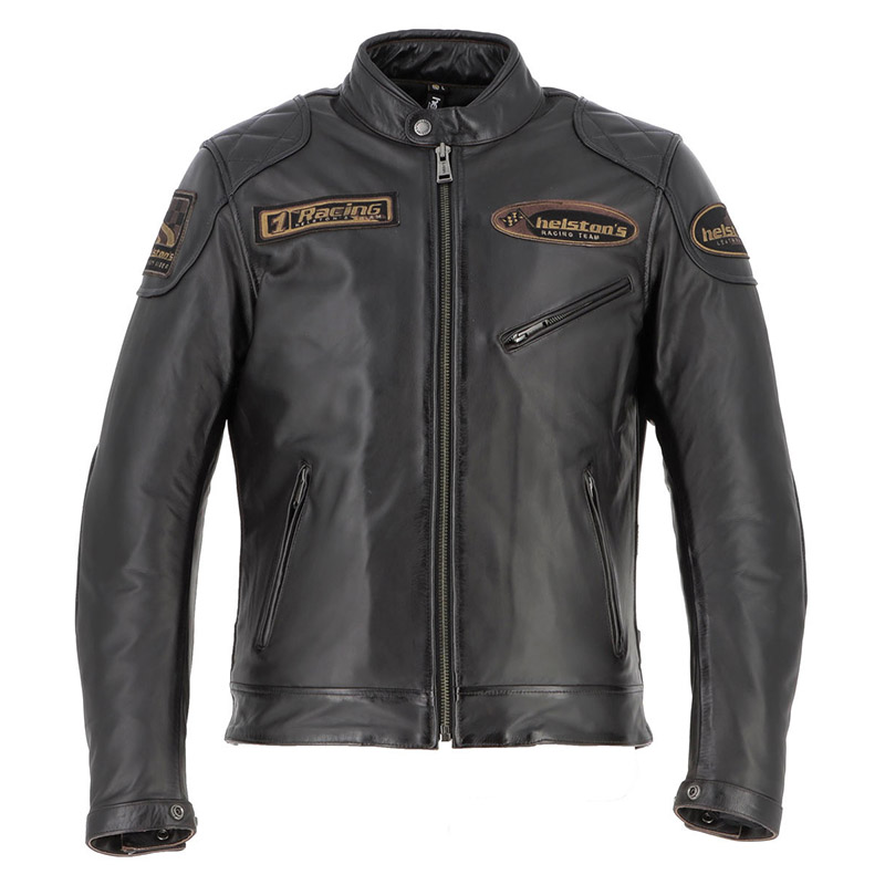 Image of Helstons Trevor Leather Rag Braun Schwarz CE Jacke Größe M