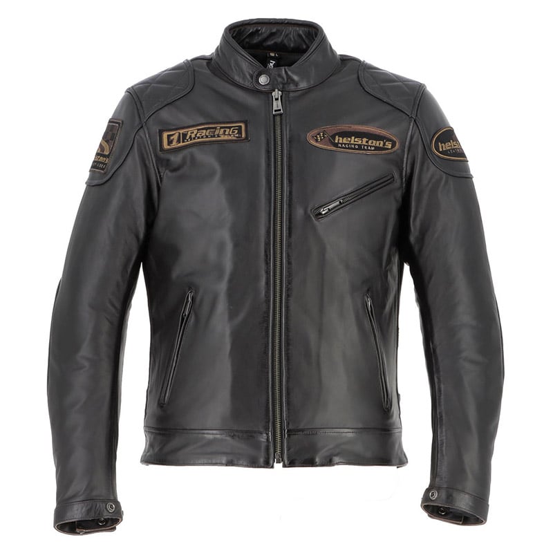 Image of Helstons Trevor Leather Rag Jacket Brown Black Talla M