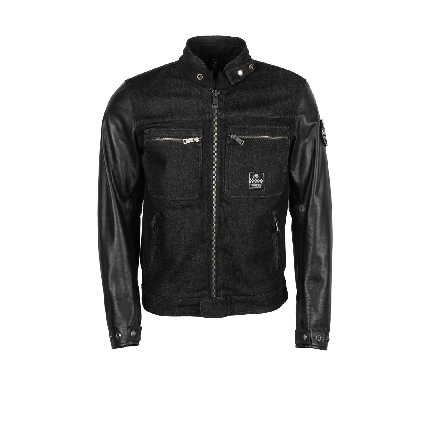 Image of Helstons Winston Canvas Cotton Leather Jacket Black Black Talla XL