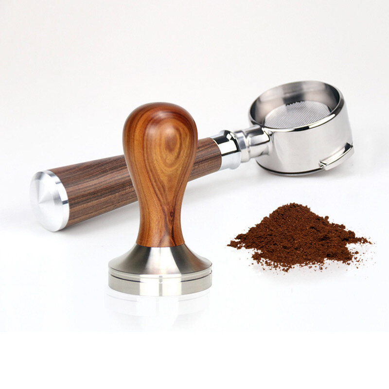 Image of HiBREW 51MM/58MM Tamper Coffee Powder Handle 304 Stainless Steel Solid Wood