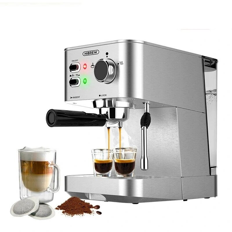 Image of HiBREW H10 Powder/Pod dual-use Coffee Espresso Maker 20Bar Espresso Coffee Machine Inox Case Semi Automatic - EU