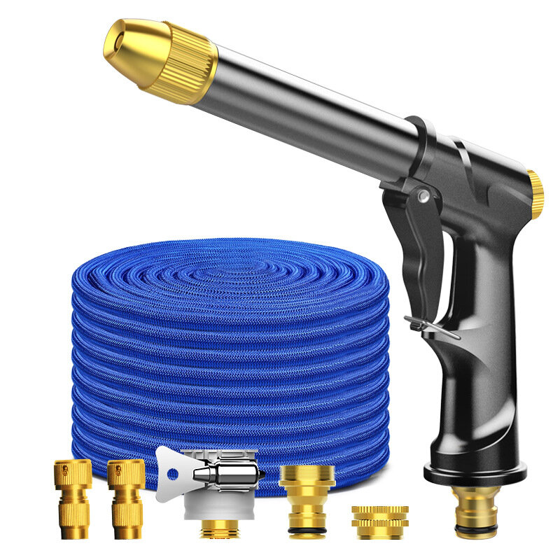 Image of High Pressure Car Washer Tool Spray Adjustable Water Jet With 50FT Expandable Garden Hose Foam Pot Cleaning Water Tool