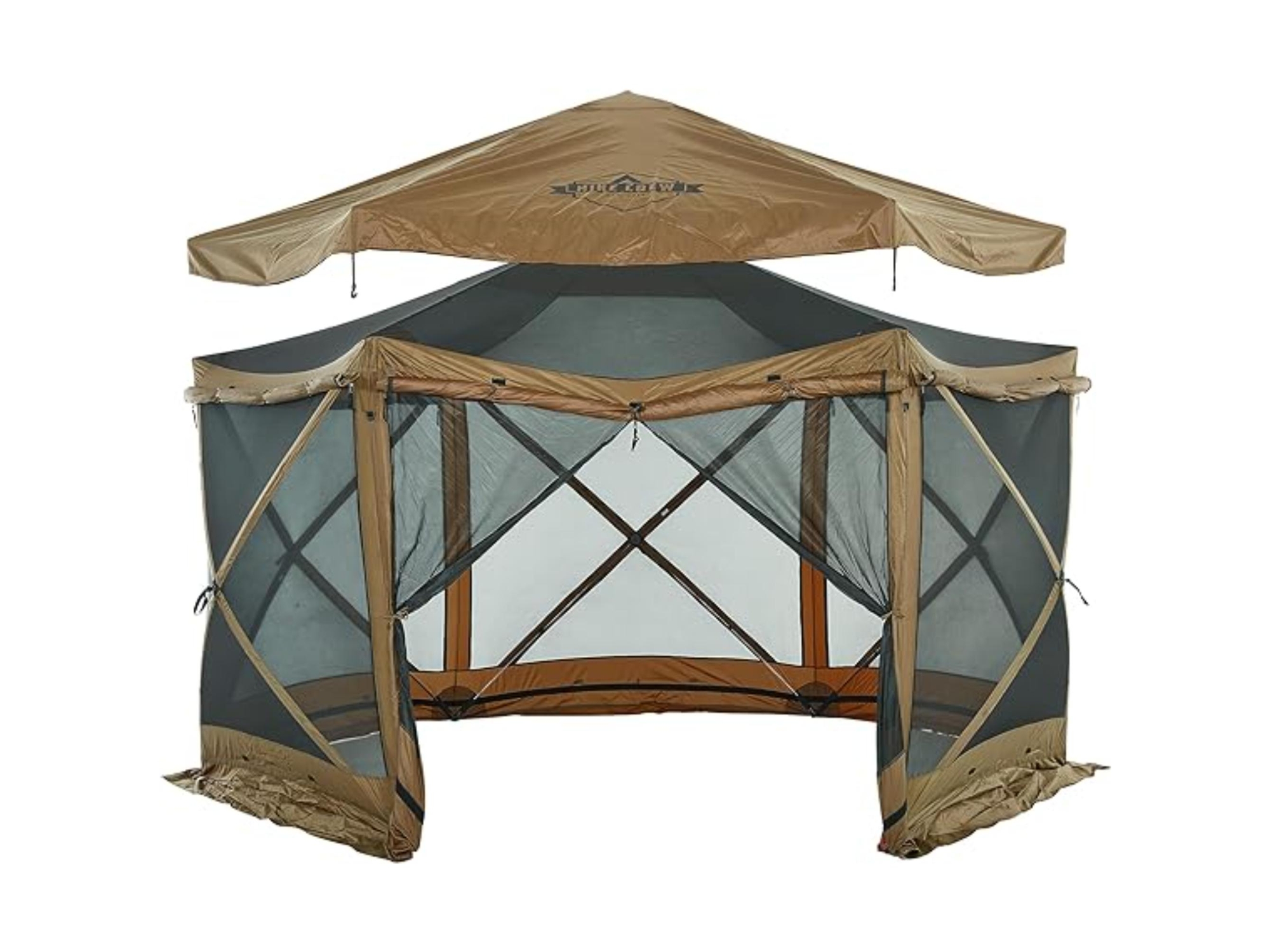 Image of Hike Crew 13 x 13 Screened Roof Pop Up Gazebo Tent (6-Sides) Brown ID 843812179713