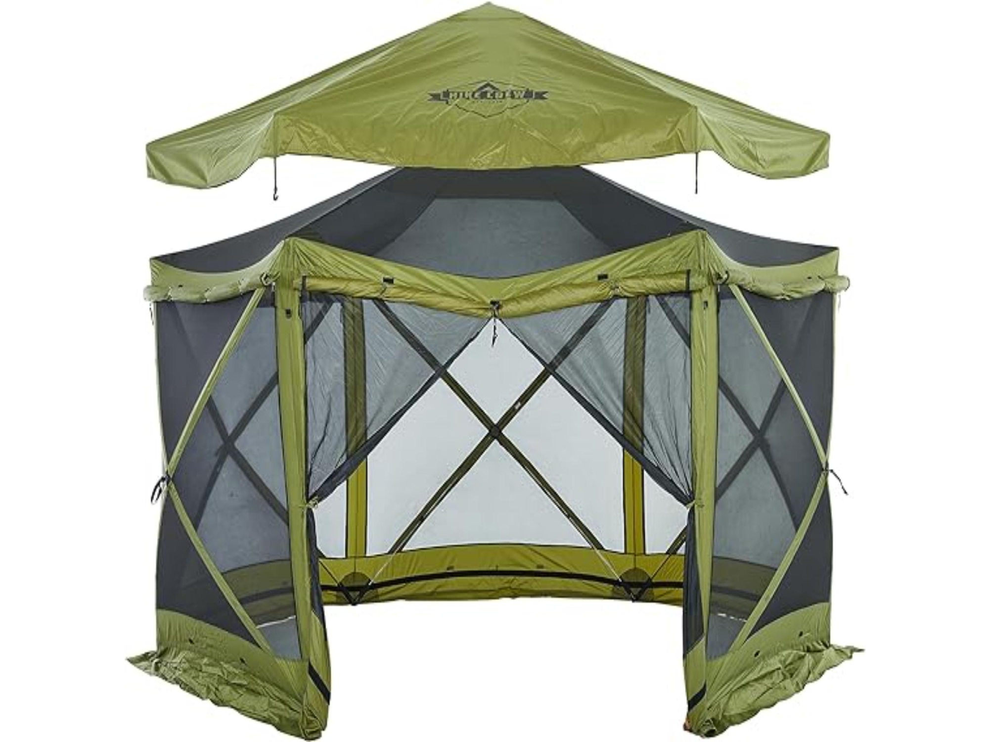 Image of Hike Crew 13 x 13 Screened Roof Pop Up Gazebo Tent (6-Sides) Green ID 843812179706