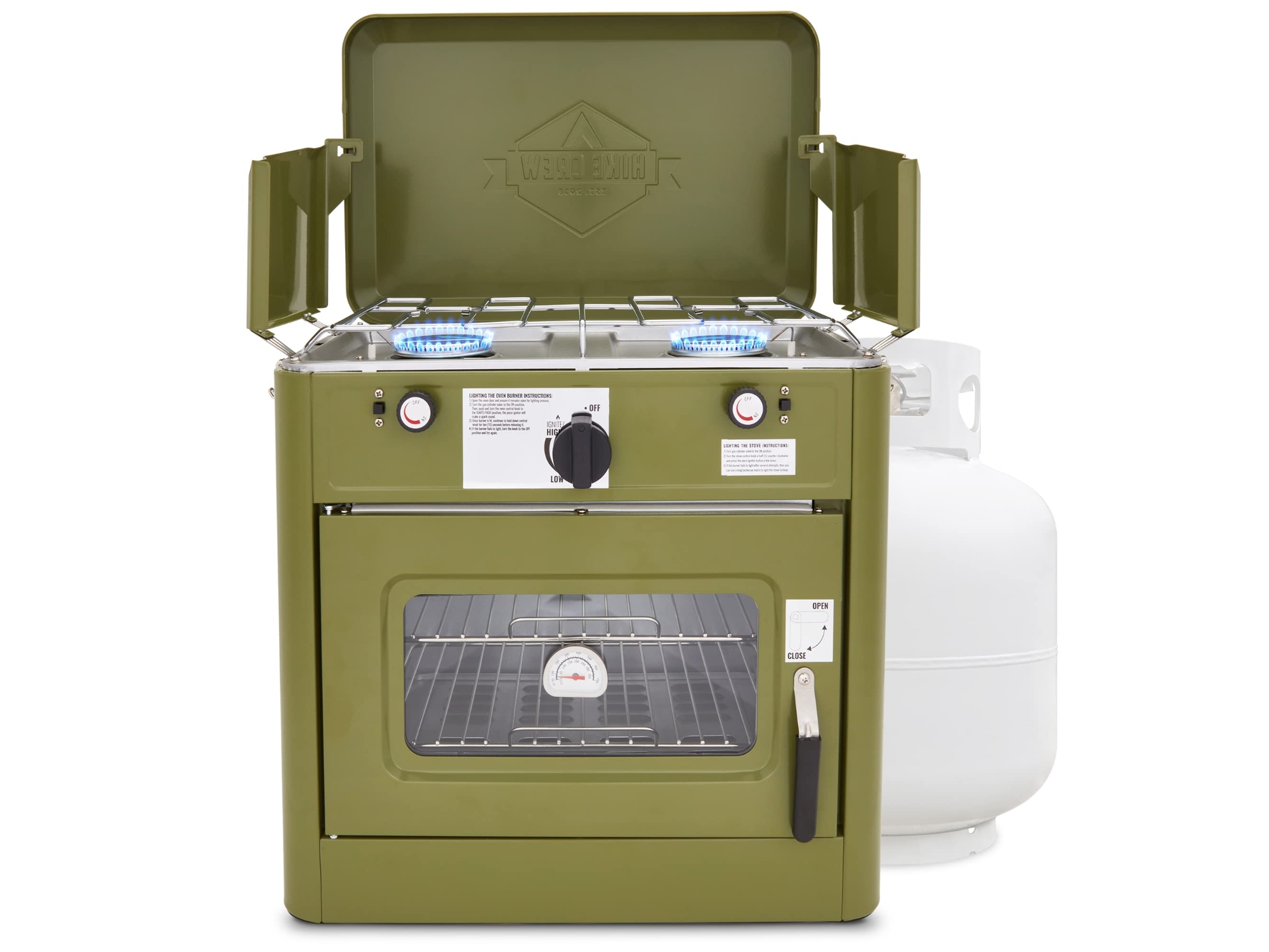 Image of Hike Crew 2-in-1 Gas Camping Portable Propane Stove & Oven with Grill Green ID 843812161848