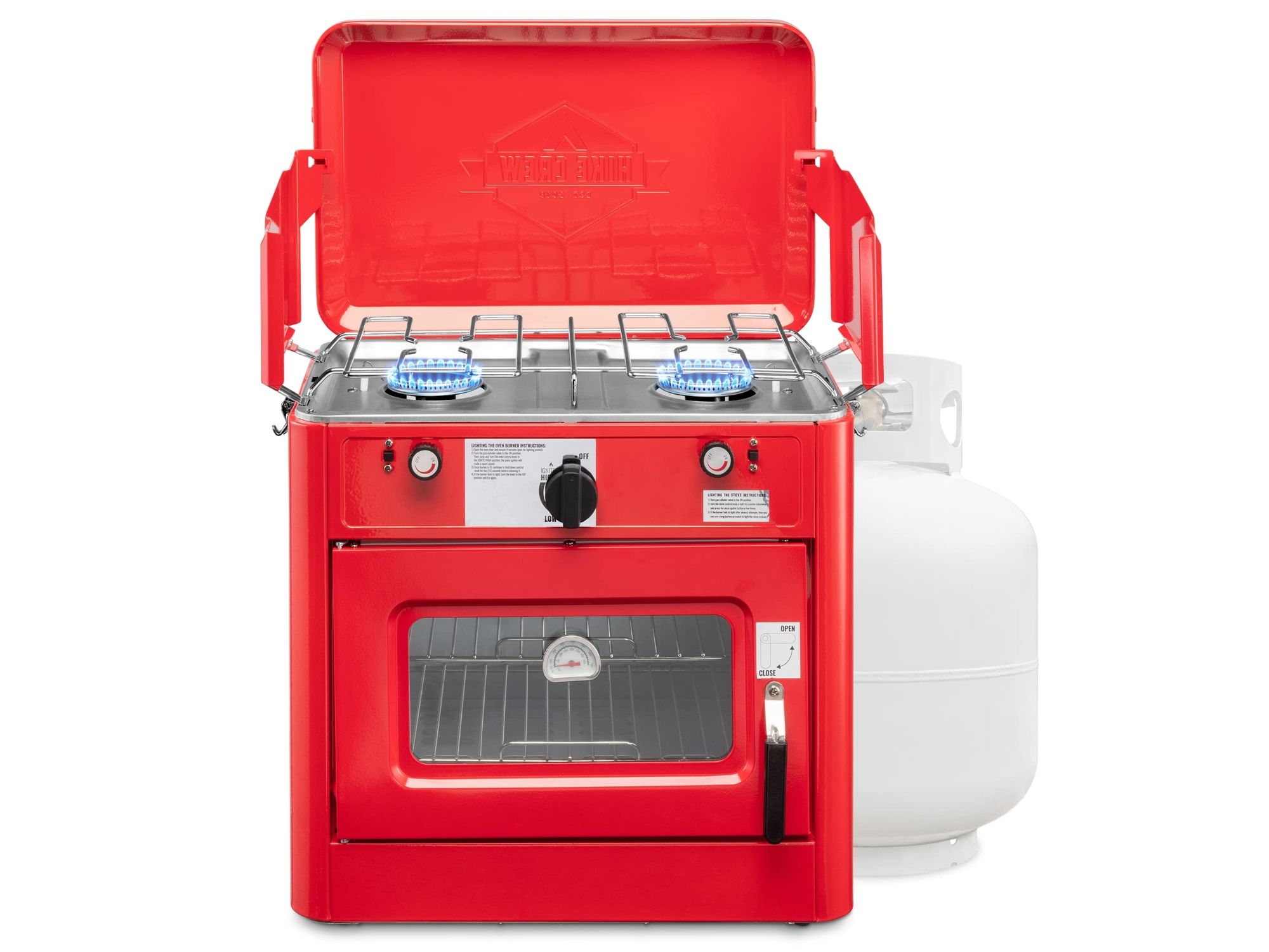 Image of Hike Crew 2-in-1 Gas Camping Portable Propane Stove & Oven with Grill Red ID 843812139663