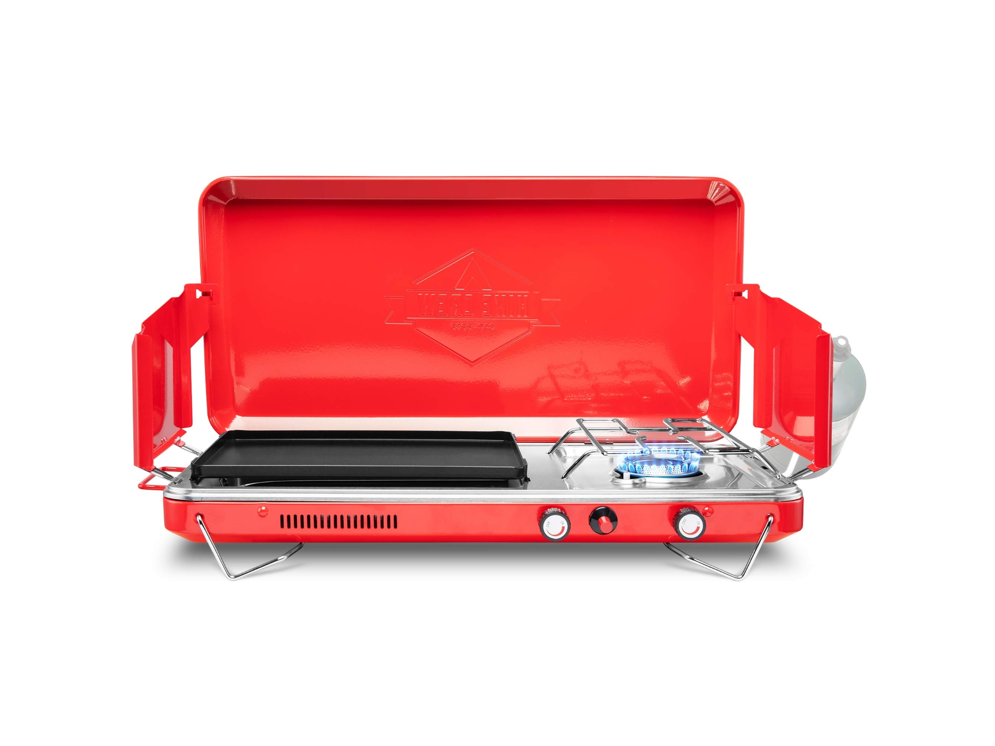 Image of Hike Crew 2-in-1 Gas Camping Stove Portable Grill Propane Burner Red ID 843812140720