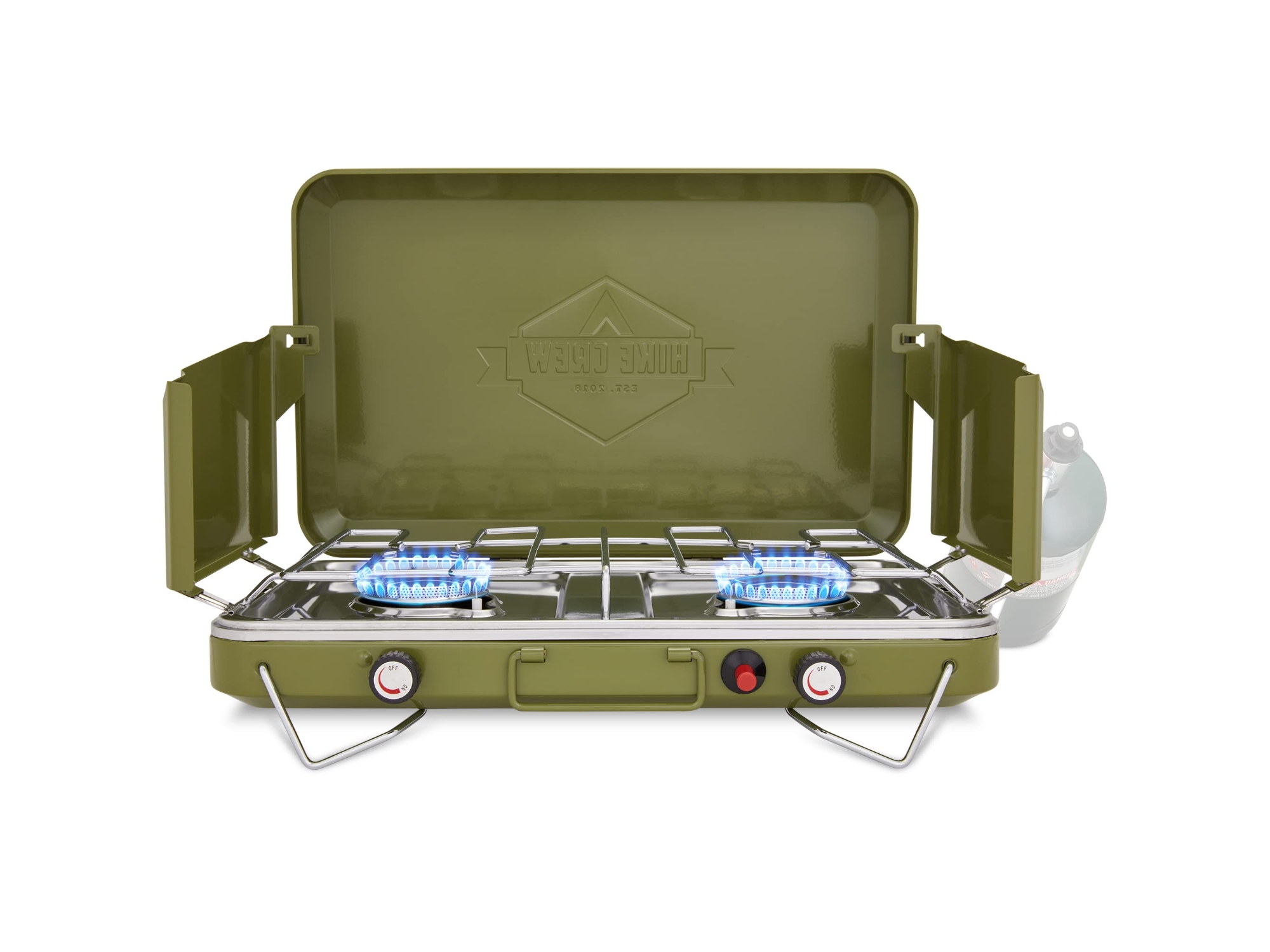 Image of Hike Crew Portable Dual Propane Burner Camping Stove with Igniter Green ID 843812161855