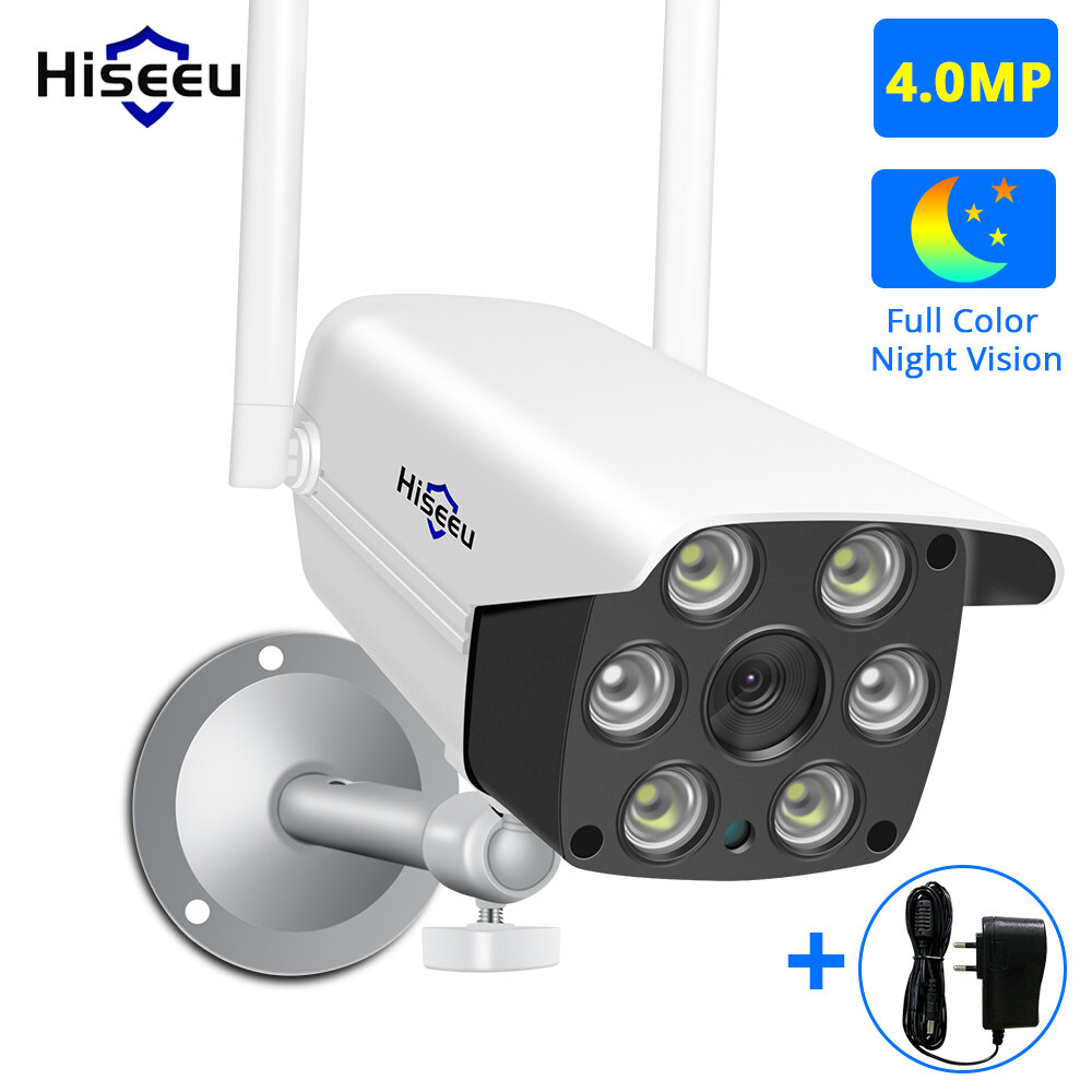 Image of Hiseeu 4MP WIFI IP Camera Outdoor ONVIF Wireless Waterproof Camera App Alarm Color Night Vision TF Card