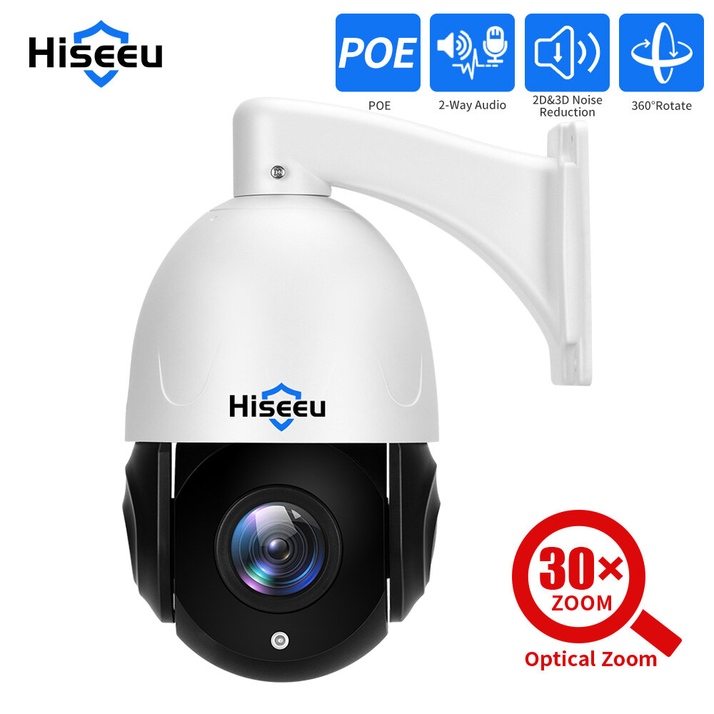 Image of Hiseeu 5mp 30X Optical Zoom PTZ IP POE Security Surveillance Camera CCTV 2-Way Audio Record Outdoor Street Motion Detect