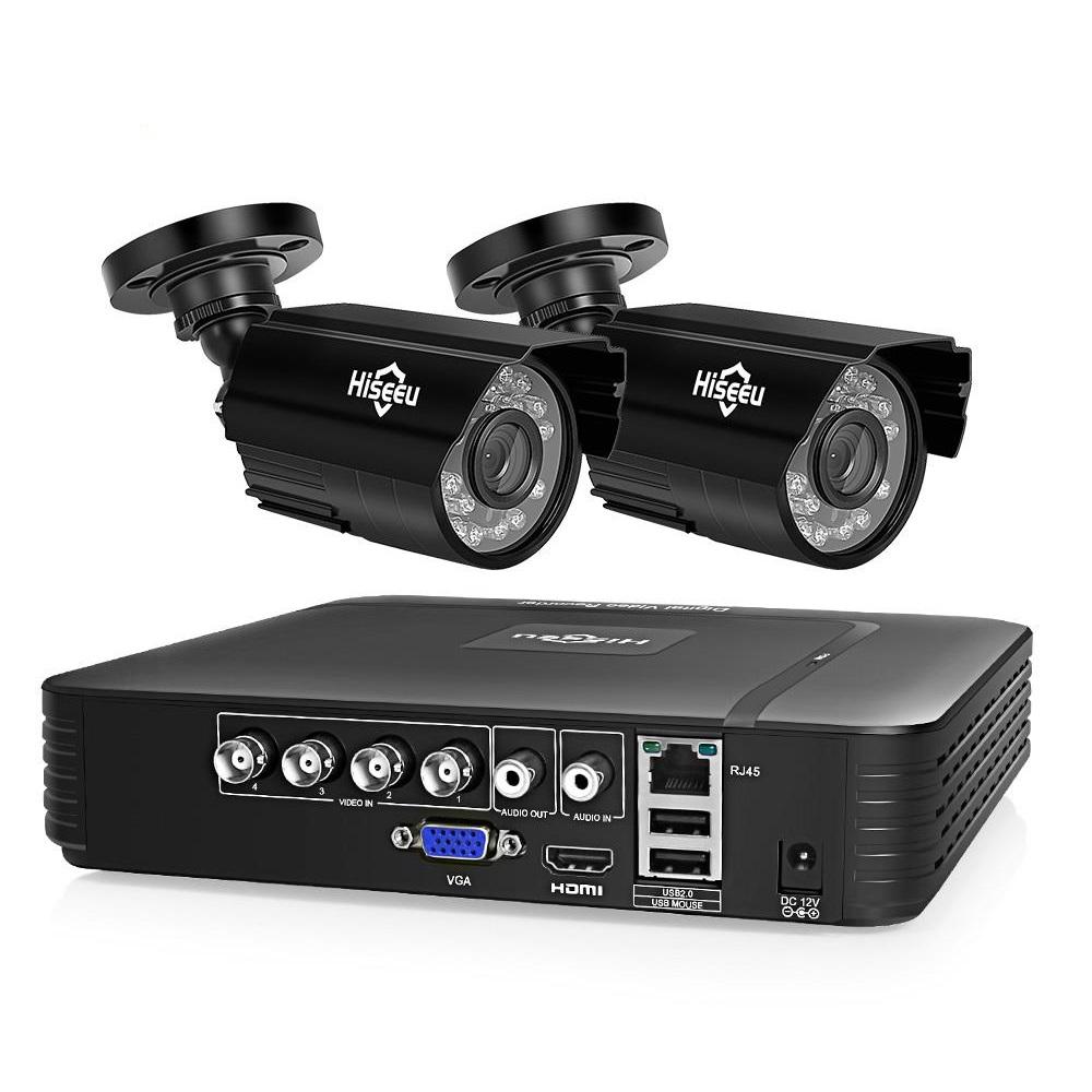 Image of Hiseeu HD 4CH 1080N 5 in 1 AHD DVR Kit CCTV System 2pcs 720P AHD Waterproof IR Camera P2P Security Surveillance Set