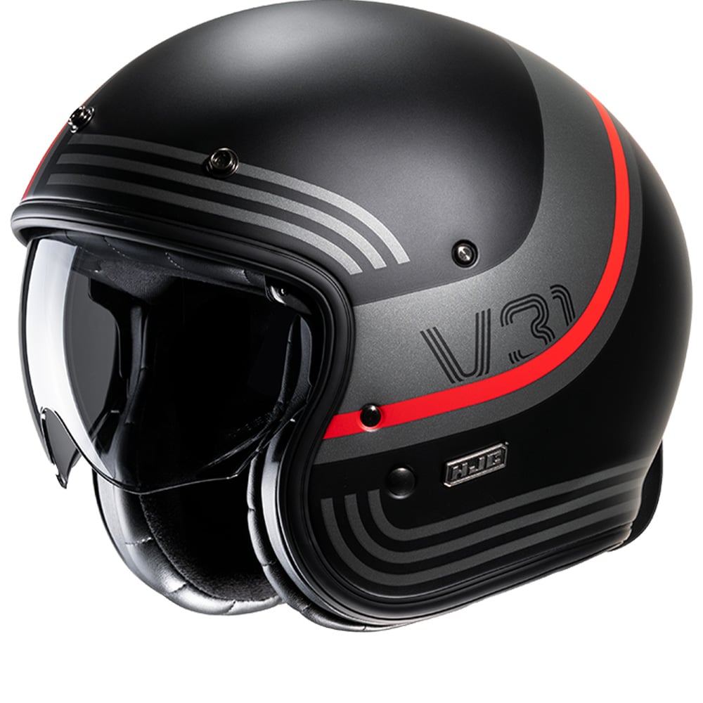 Image of Hjc V31 Byron Schwarz Rot MC1Sf Open Face Helmet Größe XS