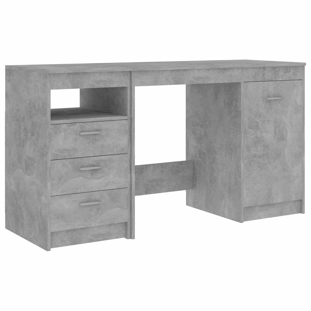 Image of Home Office Computer Desk Study Writing Desk with 3 Drawers Industrial Morden Laptop Concrete Gray 551"x197"x299"