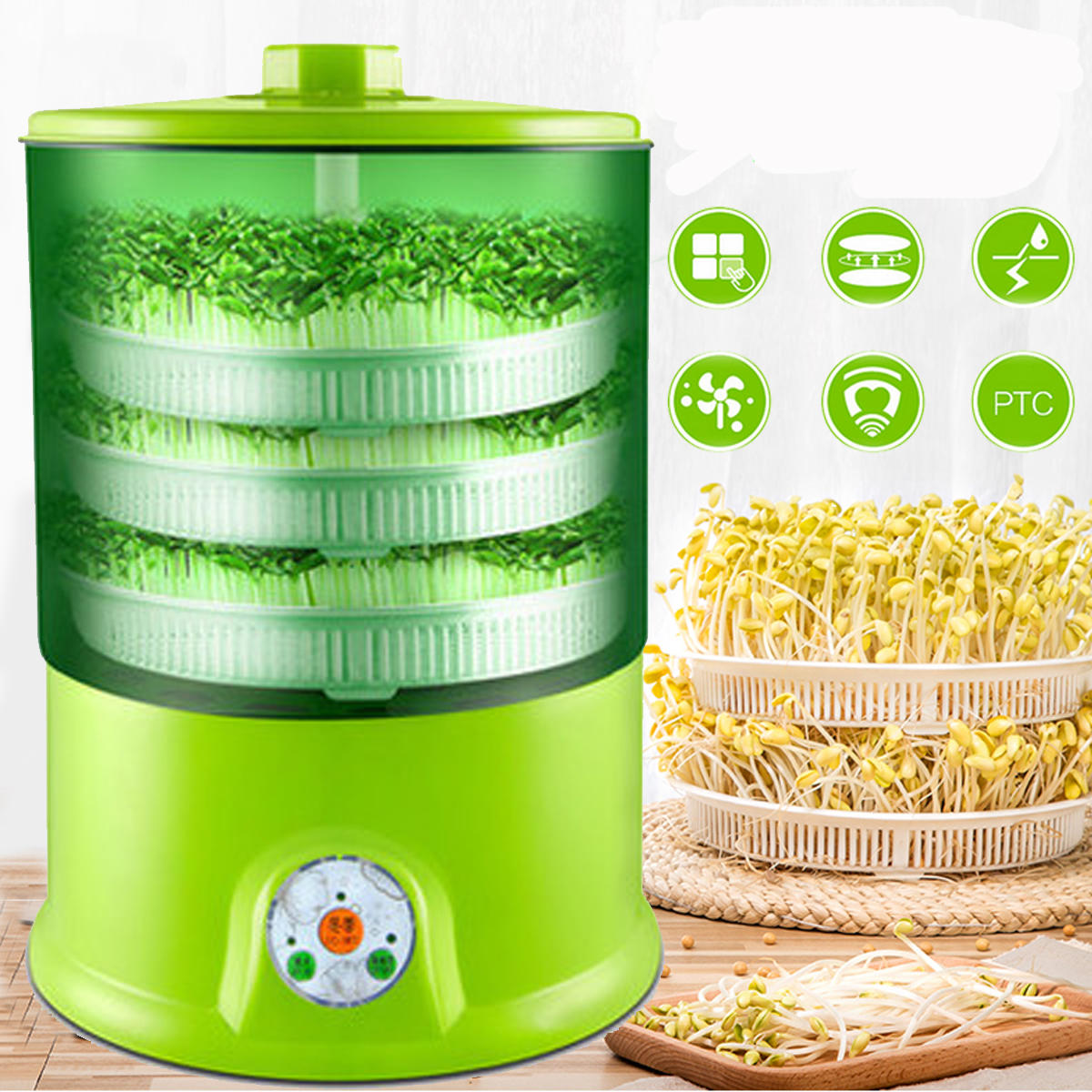 Image of Homemade Multifunctional Bean Sprouts Machine 220V Automatic15L 3-layers Sprouts Machine