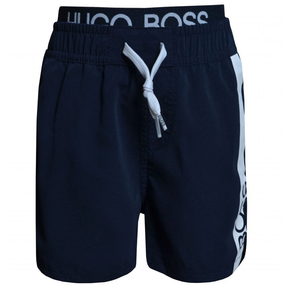 Image of Hugo Boss Boys Waist Logo Swimshorts Blue 10Y