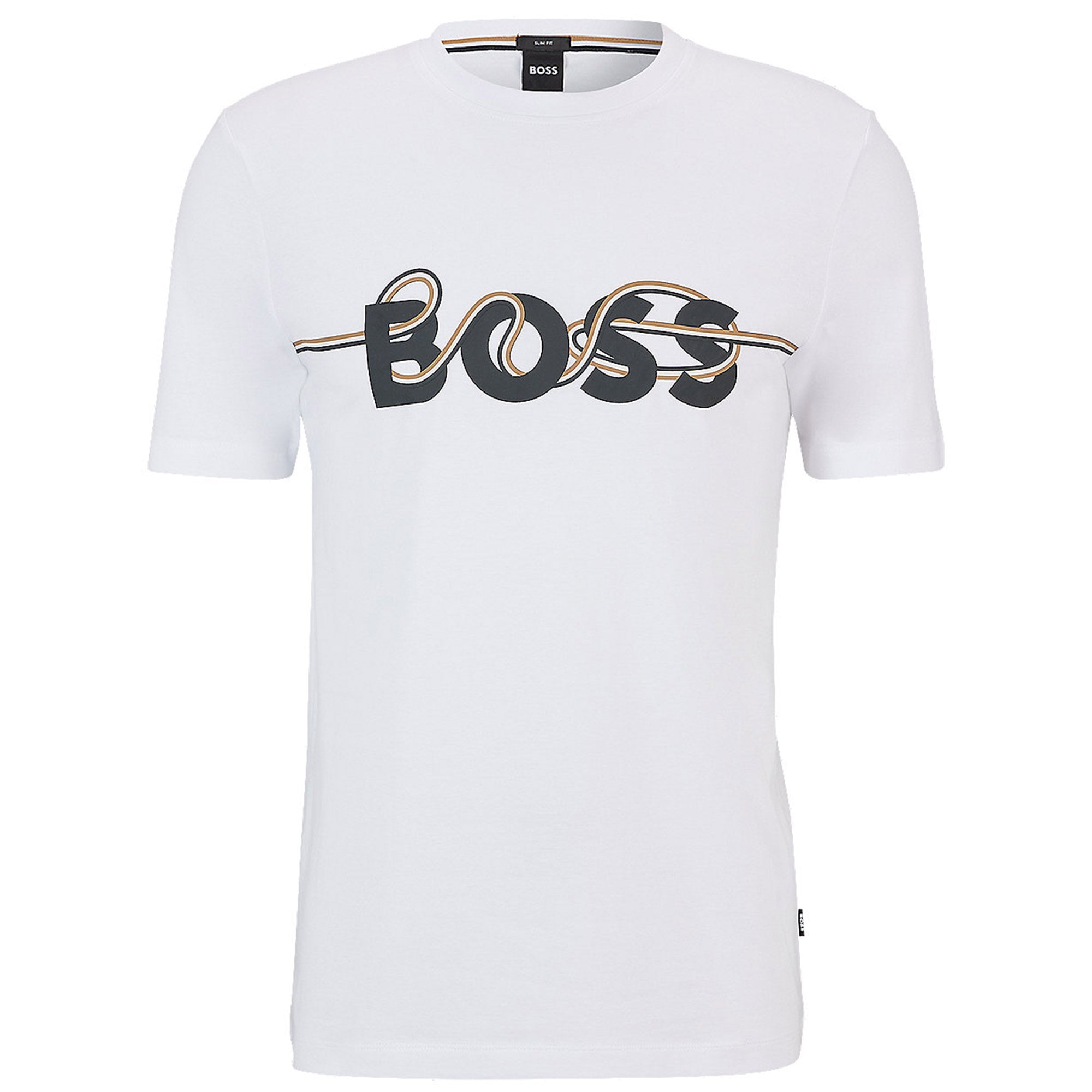 Image of Hugo Boss Mens Noodle Logo T Shirt White L