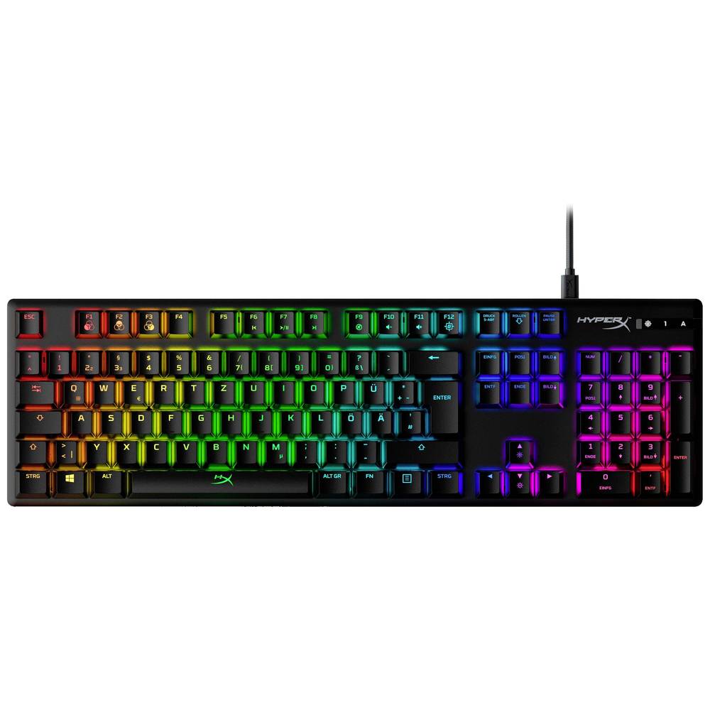 Image of HyperX Alloy Origins Mechanical Corded Gaming keyboard German QWERTZ Black Detachable cable Backlit Switch: red