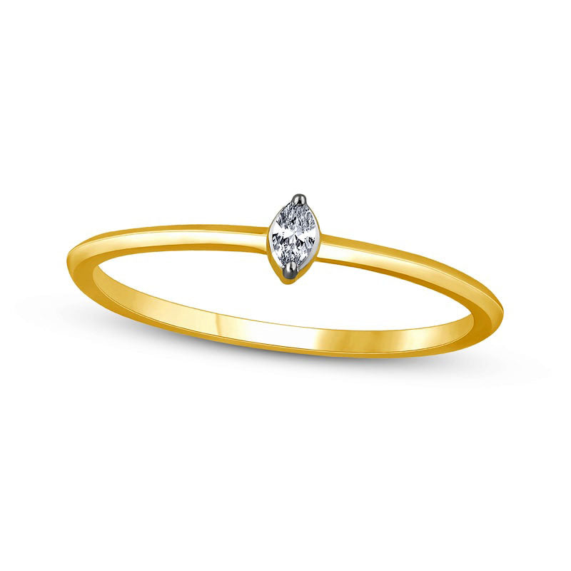 Image of ID 1 005 CT Marquise Natural Clarity Enhanced Diamond Solitaire Promise Ring in Solid 10K Yellow Gold