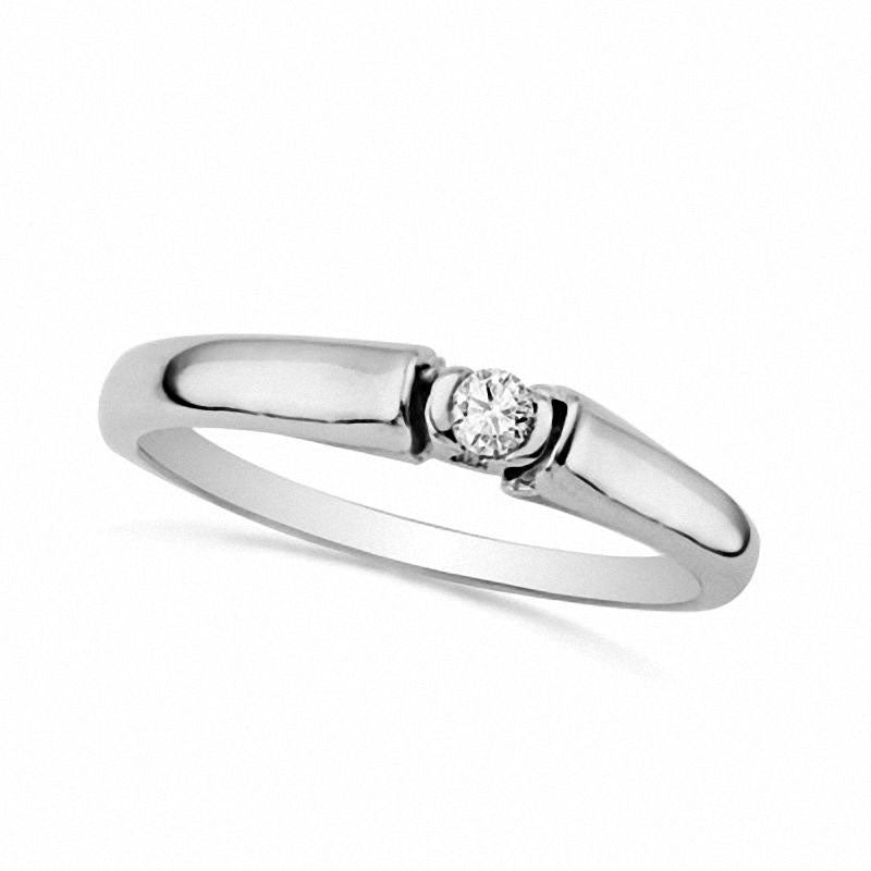 Image of ID 1 005 CT Natural Clarity Enhanced Diamond Solitaire Promise Ring in Solid 10K White Gold