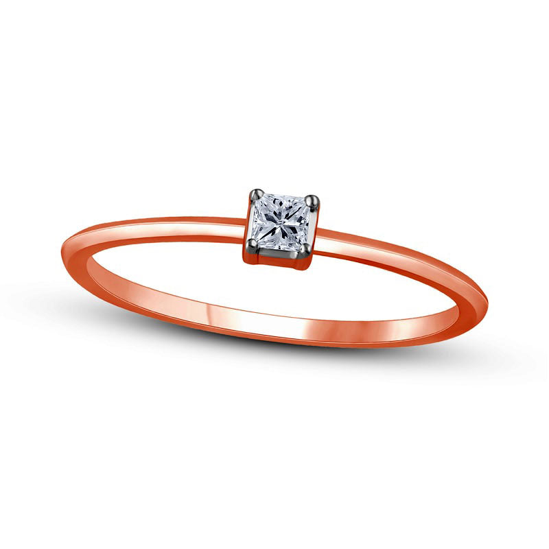 Image of ID 1 005 CT Princess-Cut Natural Clarity Enhanced Diamond Solitaire Promise Ring in Solid 10K Rose Gold