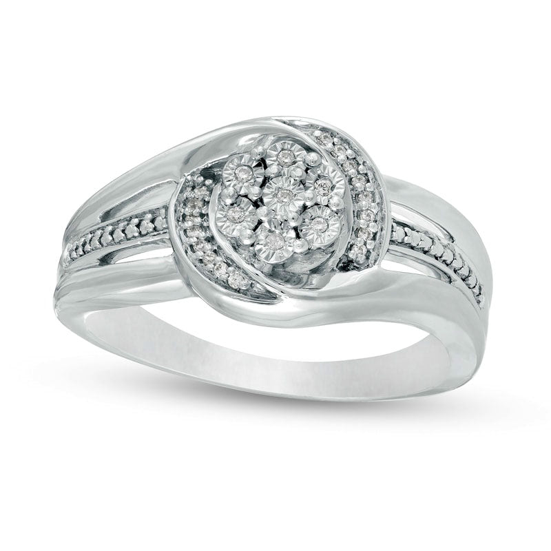Image of ID 1 005 CT TW Composite Natural Diamond Bypass Split Shank Promise Ring in Sterling Silver