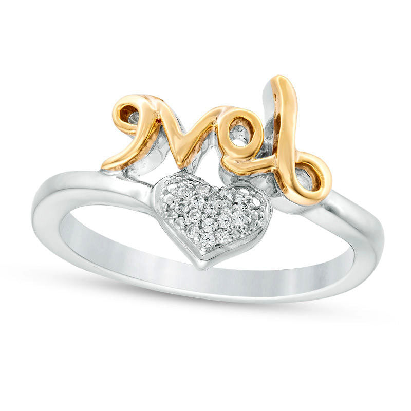 Image of ID 1 005 CT TW Composite Natural Diamond Heart Love Ring in Sterling Silver and Solid 10K Yellow Gold