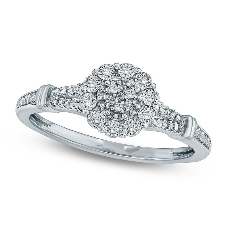 Image of ID 1 005 CT TW Composite Natural Diamond Promise Ring in Sterling Silver