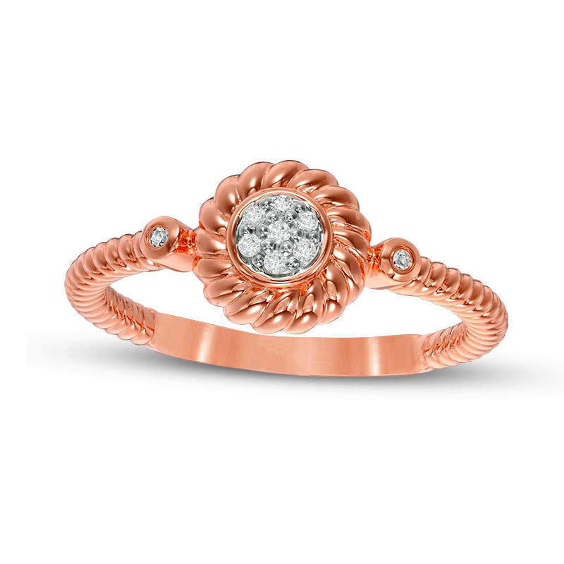 Image of ID 1 005 CT TW Composite Natural Diamond Rope Frame Ring in Solid 10K Rose Gold
