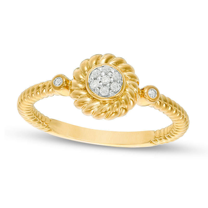 Image of ID 1 005 CT TW Composite Natural Diamond Rope Frame Ring in Solid 10K Yellow Gold
