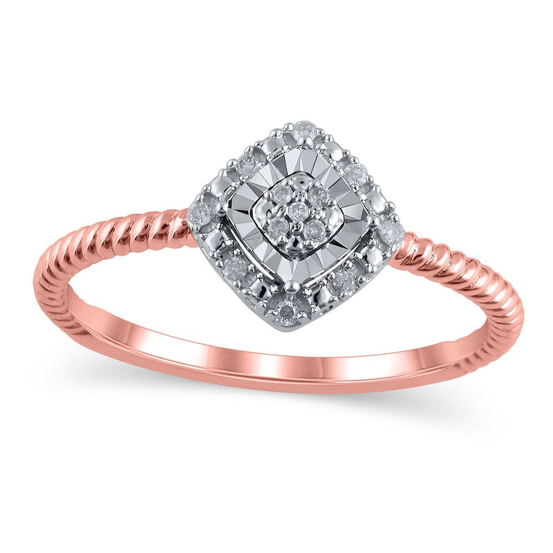 Image of ID 1 005 CT TW Composite Natural Diamond Tilted Square Frame Promise Ring in Solid 10K Rose Gold