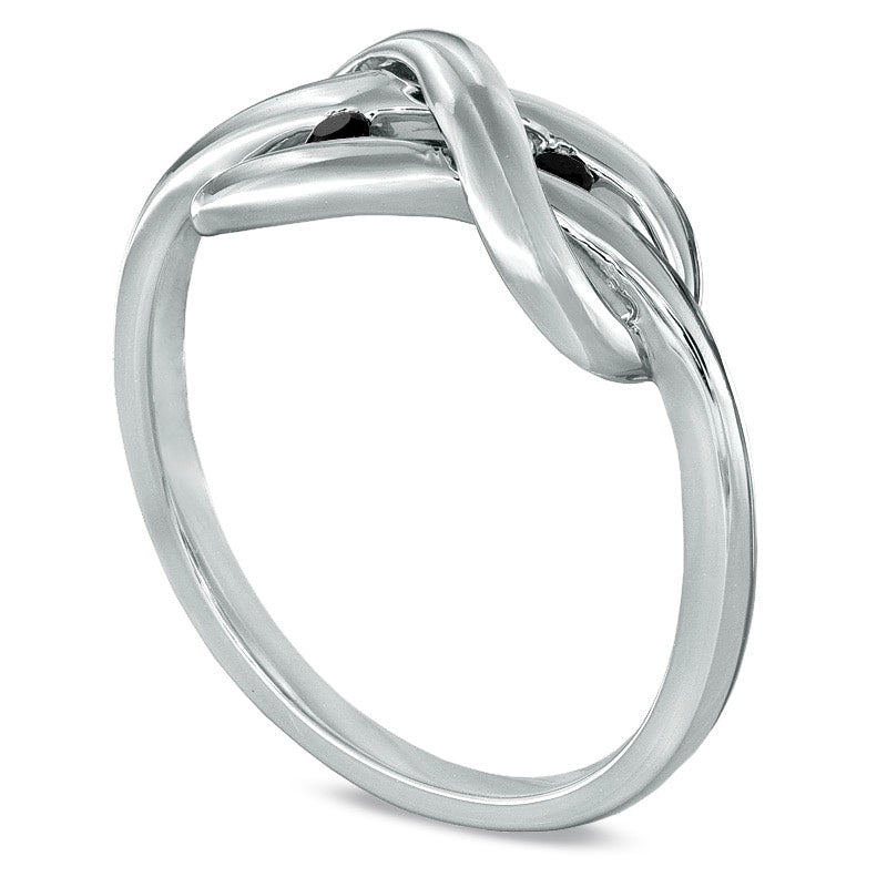 Image of ID 1 005 CT TW Enhanced Black Natural Diamond Infinity Knot Ring in Sterling Silver