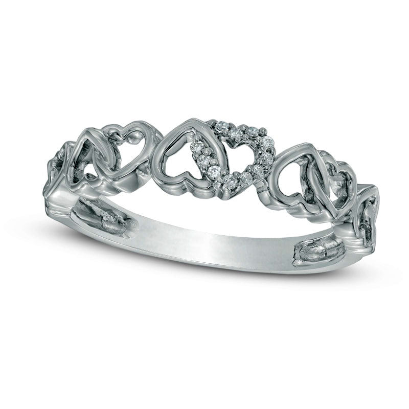 Image of ID 1 005 CT TW Natural Diamond Alternating Hearts Ring in Solid 10K White Gold