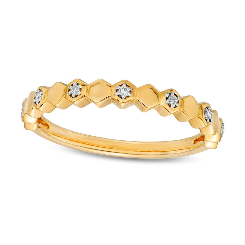 Image of ID 1 005 CT TW Natural Diamond Alternating Honeycomb Ring in Solid 10K Yellow Gold