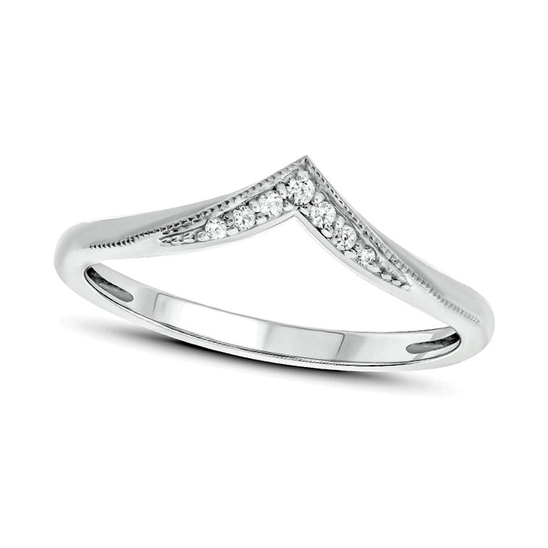 Image of ID 1 005 CT TW Natural Diamond Antique Vintage-Style Chevron Wedding Band in Sterling Silver
