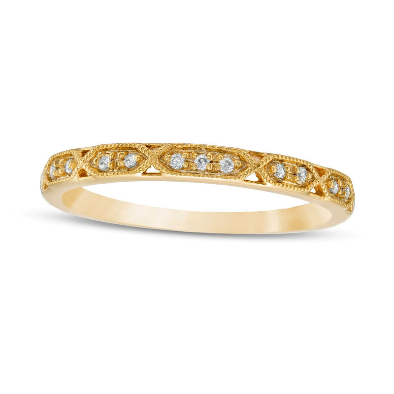 Image of ID 1 005 CT TW Natural Diamond Antique Vintage-Style Stackable Anniversary Band in Solid 10K Yellow Gold