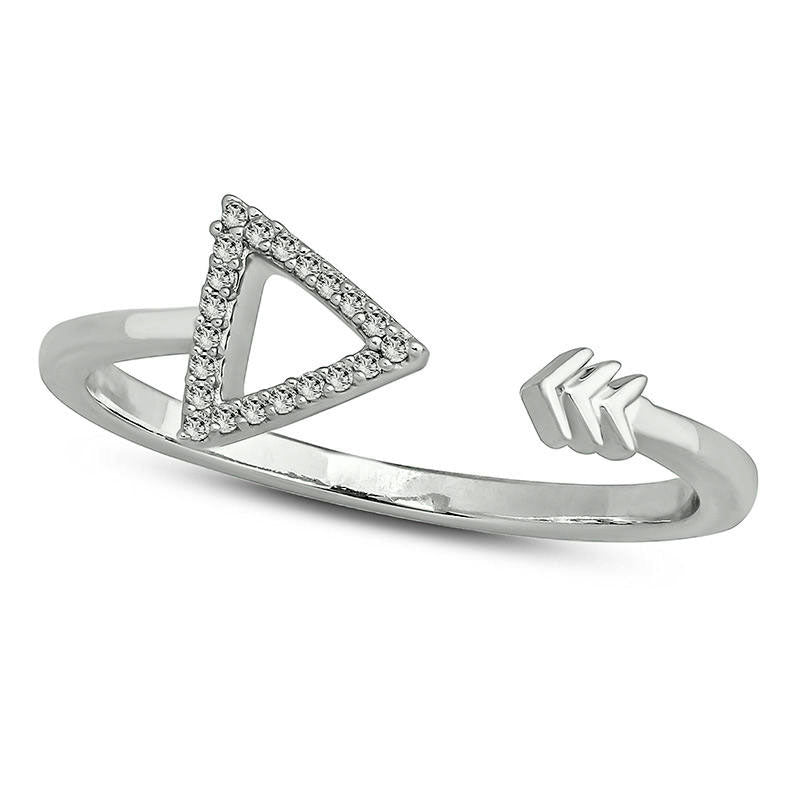 Image of ID 1 005 CT TW Natural Diamond Arrow Wrap Open Ring in Sterling Silver