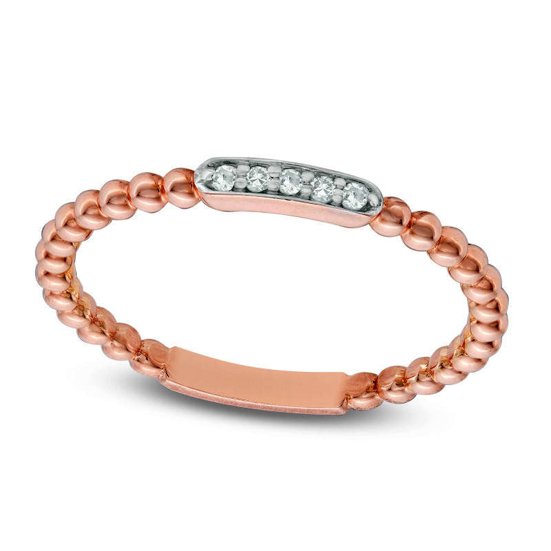 Image of ID 1 005 CT TW Natural Diamond Beaded Anniversary Band in Solid 10K Rose Gold