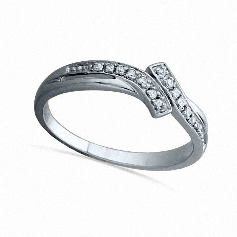 Image of ID 1 005 CT TW Natural Diamond Bypass Ring in Solid 10K White Gold