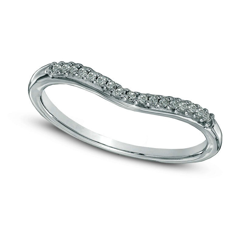 Image of ID 1 005 CT TW Natural Diamond Chevron Midi Ring in Sterling Silver