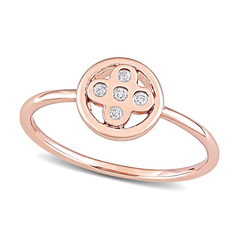 Image of ID 1 005 CT TW Natural Diamond Clover Ring in Solid 10K Rose Gold