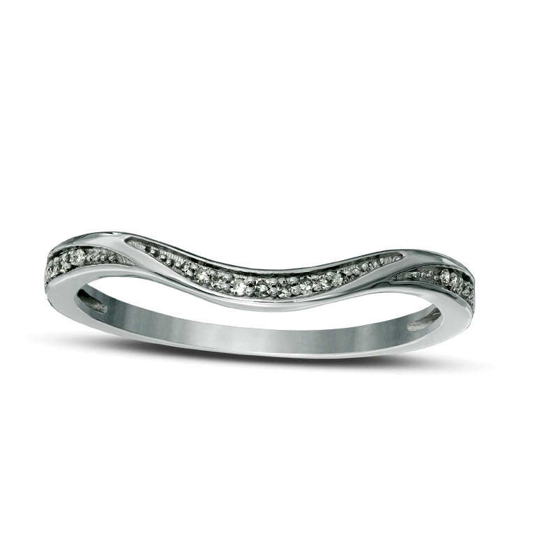 Image of ID 1 005 CT TW Natural Diamond Contour Band in Sterling Silver
