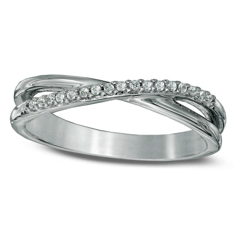 Image of ID 1 005 CT TW Natural Diamond Criss-Cross Midi Ring in Sterling Silver