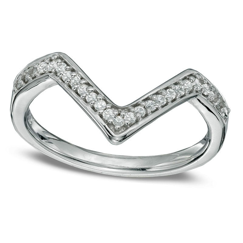 Image of ID 1 005 CT TW Natural Diamond Deep Chevron Midi Ring in Sterling Silver
