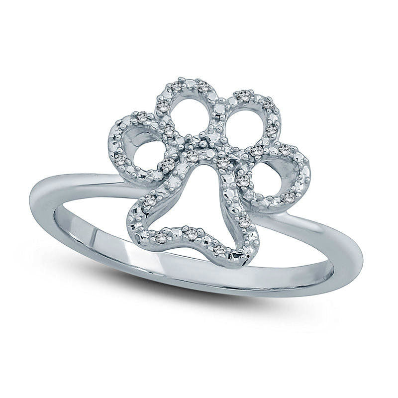 Image of ID 1 005 CT TW Natural Diamond Dog Paw Print Ring in Sterling Silver