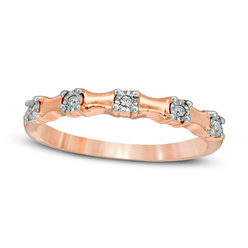 Image of ID 1 005 CT TW Natural Diamond Five Stone Bamboo Anniversary Band in Solid 10K Rose Gold