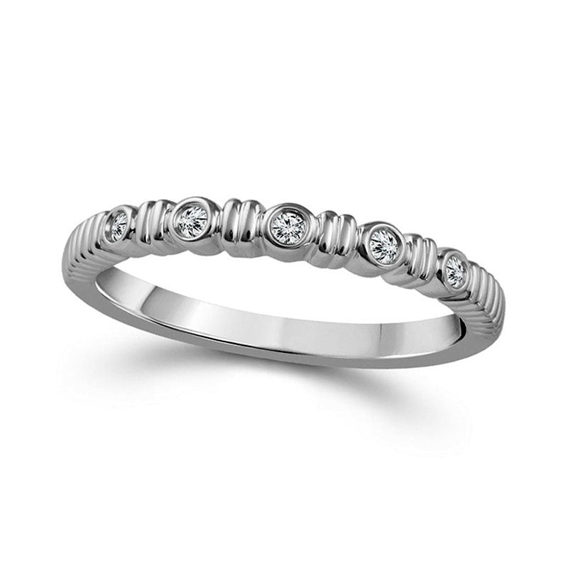 Image of ID 1 005 CT TW Natural Diamond Five Stone Grooved Stackable Band in Solid 10K White Gold