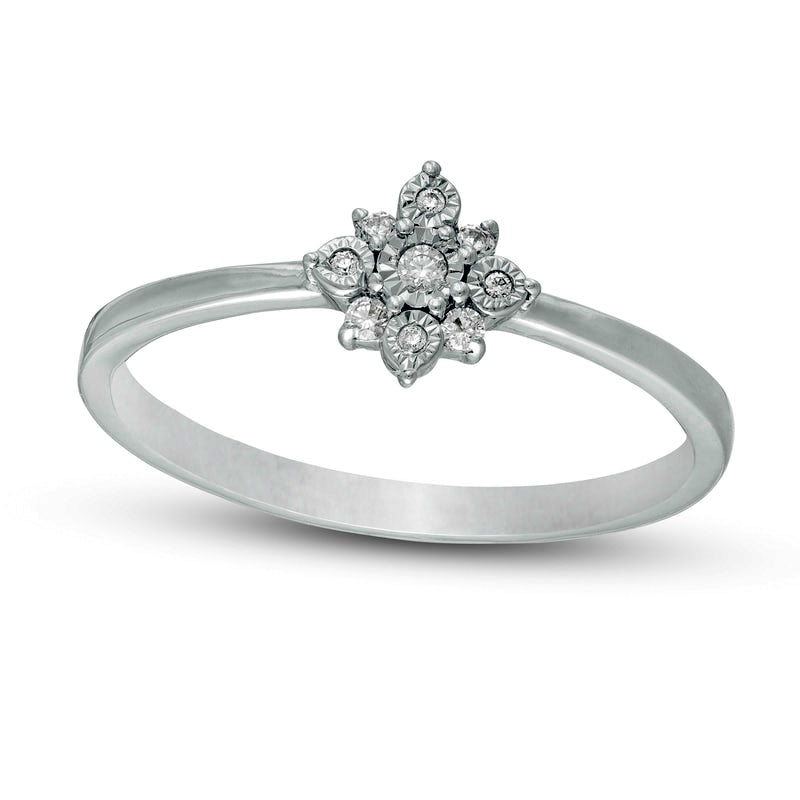 Image of ID 1 005 CT TW Natural Diamond Flower Promise Ring in Sterling Silver