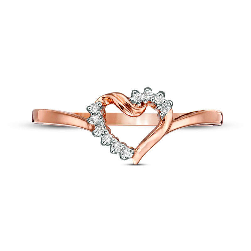 Image of ID 1 005 CT TW Natural Diamond Heart Ring in Solid 10K Rose Gold