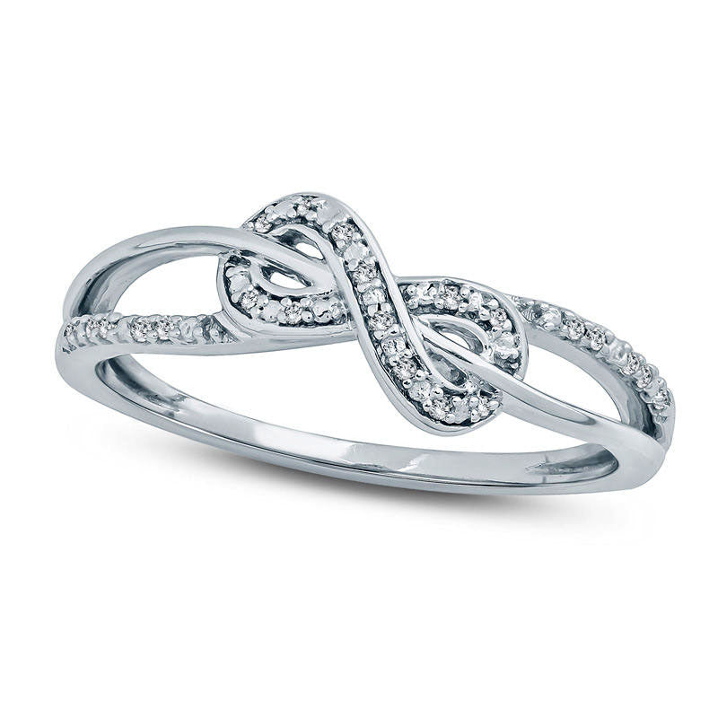 Image of ID 1 005 CT TW Natural Diamond Infinity Ring in Sterling Silver
