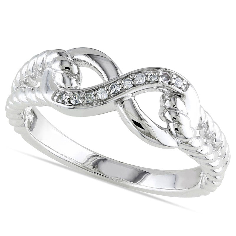Image of ID 1 005 CT TW Natural Diamond Infinity Rope Ring in Sterling Silver